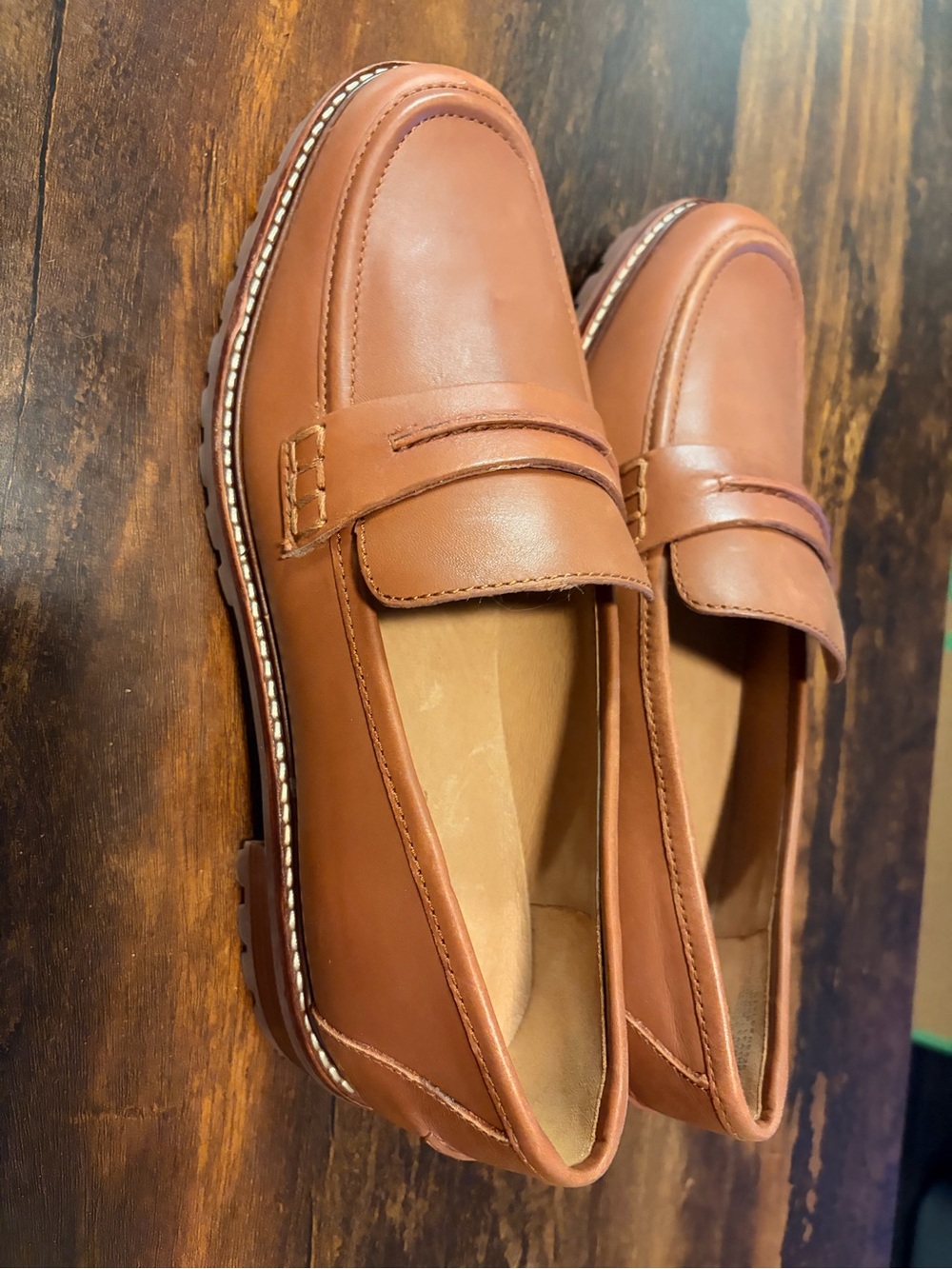 NWOT Madewell Corinne Lugsole Penny Loafers Dried Maple Leather 8.5 - Picture 6 of 8